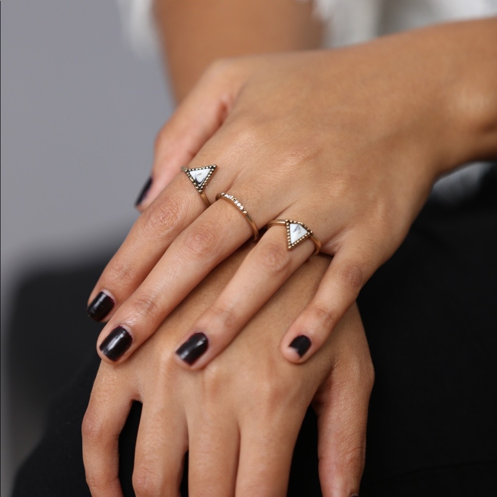 Gold Triple Ring Stack Size 7 - Picture 6 of 7